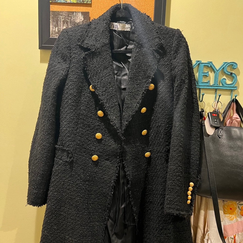 Zara Boucle Coat Size Medium